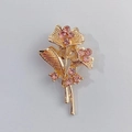 Elegant gold flower brooch with sparkling pink rhinestones for women accessories - Pink Lily