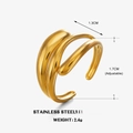 Verstellbarer 18K vergoldeter Edelstahlring mit unregelmäßigen Mehrschichtlinien - Einstellbar Offen / Gold