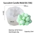 Stampo in silicone succulenta 3D per candele fai da te con dimensioni 58x56x34mm - Candela succulenta 06 (186)