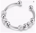 Anello in argento sterling S925 con perline rotanti lucide e satinate - Aperto Regolabile / Argento 8 Perline