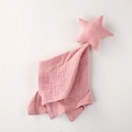 Détail du doudou pour bébé en mousseline de coton rose avec peluche en forme d'étoile - 40*40cm / Étoile Rose Poudré