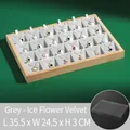 Bamboo wood 24-slot jewelry display tray with grey ice velvet lining and dust cover - 24 Grids / Grey (Ice Flower Velvet)