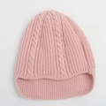 Gorro de punto rosa con diseño de trenzas para niños con borde elástico suave - Rosa
