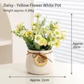 Artificial daisy plant in white textured ceramic pot with Home Sweet Home tag - Yellow Daisies - Artificial Flowers In White Pot