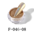 Holographic gold nail mirror powder in round jar with metallic effect swatch - F-046-08 Laser Mirror Powder Rose Gold