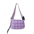 Quilted light purple crossbody belt bag with puffer texture and adjustable strap - 22*6*16 / Purple