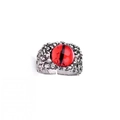 Punk vintage adjustable open ring with striking red dragon eye stone and silver scales - Adjustable Open / Type 1 Devil Eye Red Gemstone
