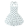 Polka dot halter neck dress with waist bow and flared skirt on white background - S / Polka Dot