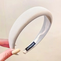 Thick cream ribbed padded headband for women with handmade label detail on inner band - Off White
