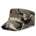 Camo flat top military cap with red star Ranger embroidery in jungle camouflage pattern - Adjustable / Red Star Camouflage