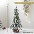 30cm Mini künstlicher Weihnachtsbaum mit Schnee-Effekt und Holzsockel für Tischdeko - 30cm Schneebedeckter Baum mit Holzsockel