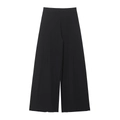 Elegante pantalón negro de pernera ancha y cintura alta en tejido de traje prémium - S / Negro