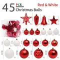 45-teiliges Set Weihnachtsanhänger in Rot und Weiß mit Sternen und Zapfen - 45 Stück Weihnachtskugeln (rot Und Weiß)
