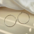Minimalist large silver hoop earrings with 925 silver pins and high-polish metal finish - E6052 Silver Minimalist Hoops