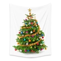 Dettaglio dell'arazzo dell'albero di Natale con rami verdi, stelle dorate e decorazioni - 73X95CM (Spazzolato Transfrontaliero) / Albero di Natale Decorato-ZJ100560