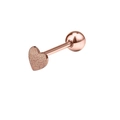 Frosted heart tongue stud piercing in rose gold finish with screw ball back - Frosted Rose Gold Heart