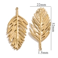 Colgante de hoja en acero chapado en oro 18K para joyas DIY, 52mm por 22mm - 52mm Hoja