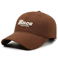 Dark brown cotton baseball cap with white Since FASHION 3D embroidery detail - Adjustable / Coffee