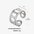 Anello doppio strato in acciaio inossidabile argento con motivi a fiocco regolabile - Stile Fiocco Acciaio