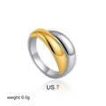 Two-tone 18K gold and silver plated wide band ring in size US 7, weight 6.0g - US 7 / Two Tone Gold Silver (T304)