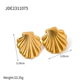 Detailed view of gold shell earrings with dimensions 3.24cm height and 3.05cm width - Large Shell Earrings(JDE2311075) / Gold