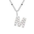 Elegant silver stainless steel necklace with a faux pearl-inlaid letter M pendant. - M-Steel Color