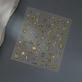 Golden 3D metallic nail stickers featuring stars and moon designs style Co-567 - Y2K Star Moon Strawberry Style (CO-567) / Gold