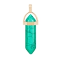 Close-up of hexagonal turquoise column pendant with rose gold bail on white background - Gold O-Chain / Turquoise