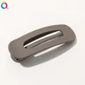 Close-up of matte Morandi grey hollow duckbill hair clip with a smooth frosted finish - Matte Hair Clip Large - Dark Coffee