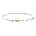 Handmade light pink seed bead bracelet with polished gold metal beads for women - Light Pink
