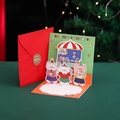 3D Pop-up Christmas card with cute animals and red envelope for festive wishes - Christmas Fun / 12x12cm (Including Envelope/Sticker)