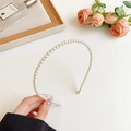 Elegant white faux pearl beaded sponge headband for vintage wedding hair styling - Small Pearl Style / White