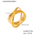 Anello intrecciato minimalista in acciaio al titanio placcato oro 18 carati - US 6 / Oro
