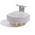 Close-up of wheat straw scalp massager with soft bristles and ergonomic handle grip - White