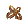 Mini butterfly hair claw clip in amber and blue-grey marbled acetate resin finish - 4.5CM / Caramel color
