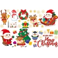 Cartoon Christmas wall stickers featuring Santa Claus, reindeer, and snowman window decals - Santa Claus and Reindeer Set / 60*90cm