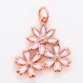 Pendentif marguerite en or rose et émail blanc pour la création de bijoux DIY - Style K / Or rose