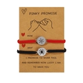 Adjustable woven bracelet set with stainless steel spider and web pendants on card - Spider & Web / Red & Black Set