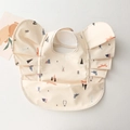 Waterproof baby bib in cream yellow with forest animal prints and ruffled wing sleeves - Wings - Mi Fox / One Size
