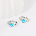 Orecchini a cerchio in acciaio argento con zirconi azzurri a forma di cuore - Argento-Zircone Blu Reale