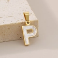 Fashionable 18K gold-plated letter P pendant with white shell inlay on stone base - Letter P(KP115528-K)