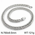 Silver hip hop cuban link curb chain necklace 760mm length and 9.5mm width for men - 9.5mm*760mm / Silver