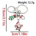 Christmas theme keychain with Santa and tree enamel charms in gold finish - ER1783-Santa Tree Reindeer 8-shape Keychain