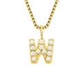 Elegant gold titanium steel box chain necklace with pearl-encrusted 'W' letter pendant - Letter W - Gold