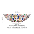 European woven texture colored glass fruit bowl with multi-color contrast design - 890ml / Weave Texture Multicolor Fruit Plate