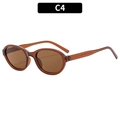 Retro oval sunglasses with a transparent brown frame and dark brown tinted lenses - Tea Frame Tea Lens