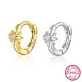 Elegant S925 sterling silver star hoop earrings in gold and silver with white zircon - Sunburst Hoop / Gold