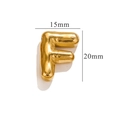 Golden 3D bubble letter F pendant with 15mm by 20mm size dimensions on white background - Gold F