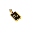 Collar de acero inoxidable chapado en oro 18k con colgante de Escorpio en esmalte negro - Escorpio - Colgante Único
