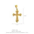Golden stainless steel cross pendant with floral engraving and 2.6cm by 1.7cm size details - C05 Style (2.6x1.7cm) / Gold